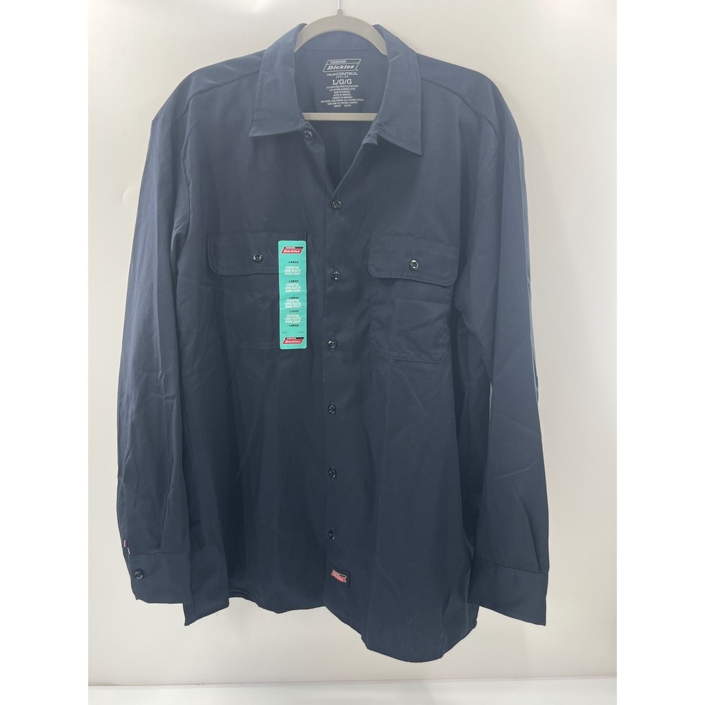 Genuine Dickies Mens L Navy Blue TempControl Cooling Long Sleeve Work Shirt NWT